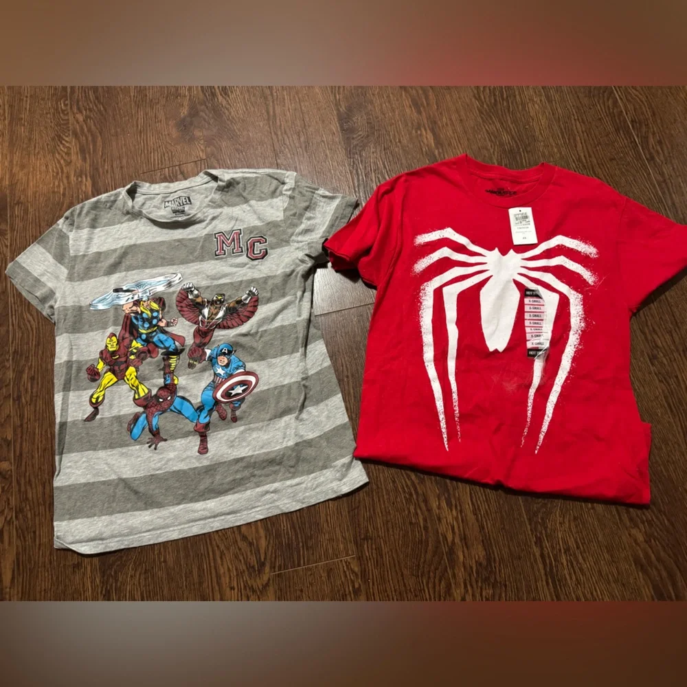 Marvel Gray Striped T-Shirt - Picture 1 of 7